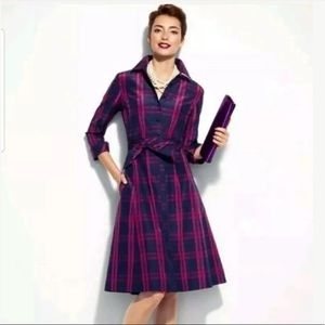 Talbots Silk Plaid Collared Dress